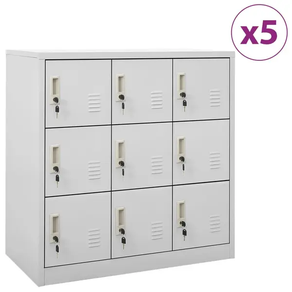 Gossi dulapuri vestiar 5 buc. gri deschis 90x45x92,5 cm otel