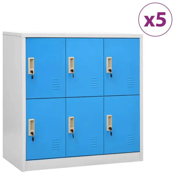 Gossi dulapuri vestiar 5 buc. gri deschis/albastru 90x45x92,5 cm otel