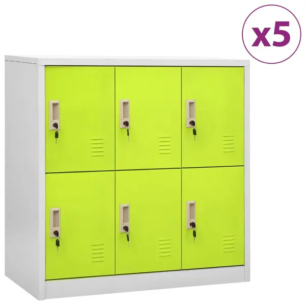 Gossi dulapuri vestiar 5 buc. gri deschis si verde 90x45x92,5 cm otel