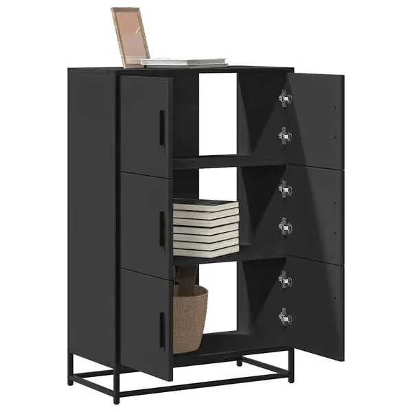 Gossi dulapuru negru 68x35x106,5 cm lemn si metal prelucrat