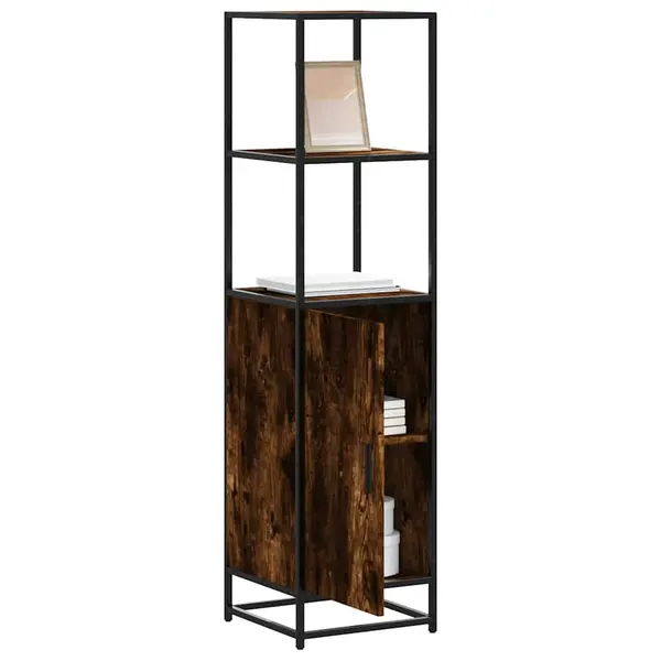 Gossi dulapuru stejar afumat 35,5x35x139 cm lemn si metal prelucrat