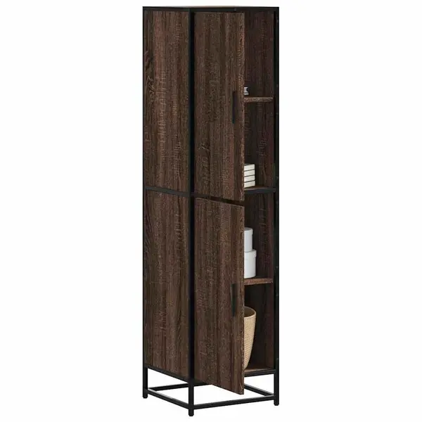 Gossi dulapuru stejar maro 35,5x35x139 cm lemn si metal prelucrat
