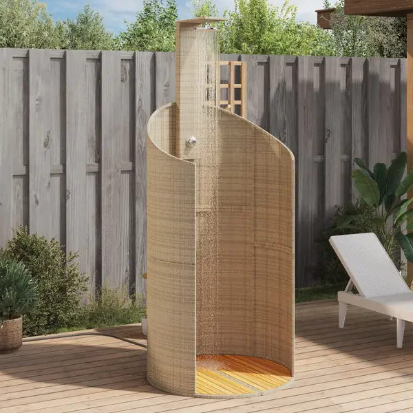 Gossi dus de exterior, bej, 100x100x241,5 cm, poliratan/lemn acacia