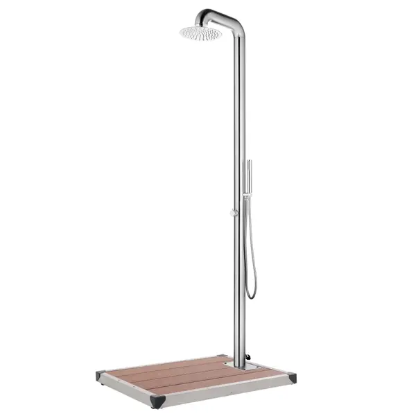 Gossi dus de gradina cu baza maro, 230 cm, otel inoxidabil