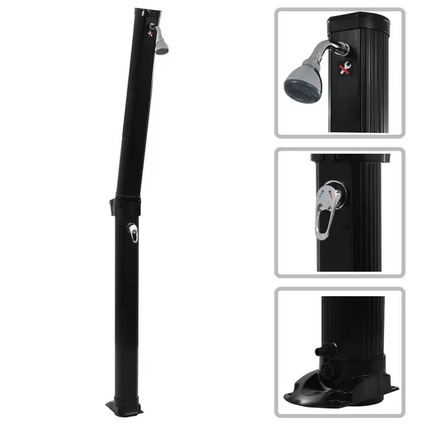 Gossi dus solar pliabil, negru, 214 cm, 23 l