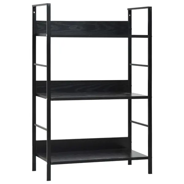 Gossi etajera carti 3 rafturi, negru, 60x27,6x90,5 cm, lemn prelucrat