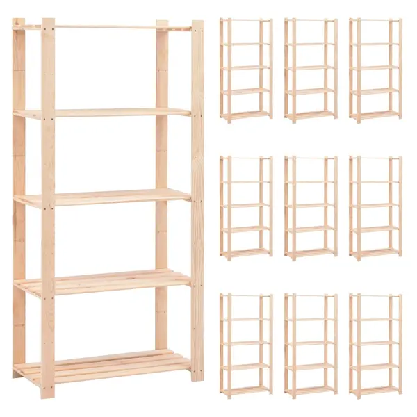 Gossi etajera cu 5 niveluri, 10 buc., 80x38x170 cm, pin masiv, 250 kg