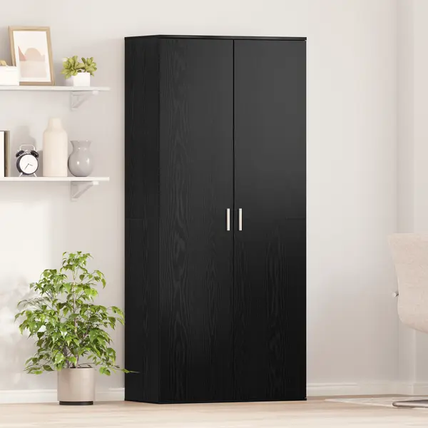 Gossi etajera stejar negru 80x39x178 cm din lemn stratificat