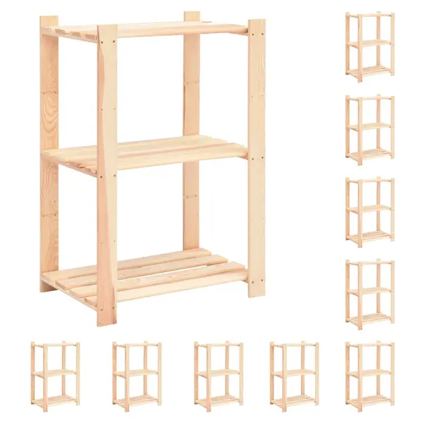 Gossi etajere cu 3 niveluri, 10 buc., 60x38x90 cm, pin masiv, 150 kg