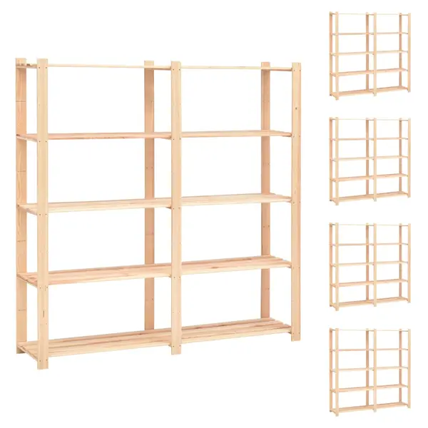 Gossi etajere cu 5 niveluri 5 buc, 170x38x170 cm, lemn de pin, 500 kg