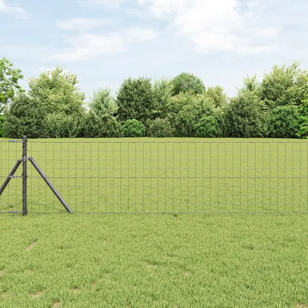 Gossi euro fence cu 13 stalpi 0.6x25 m otel galvanizat gri