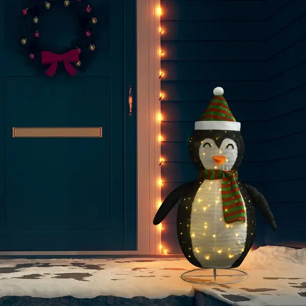 Gossi figurina pinguin decorativa craciun, led, 120 cm, tesatura lux
