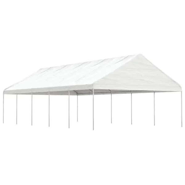 Gossi foisor cu acoperis, alb, 11,15x5,88x3,75 m, polietilena
