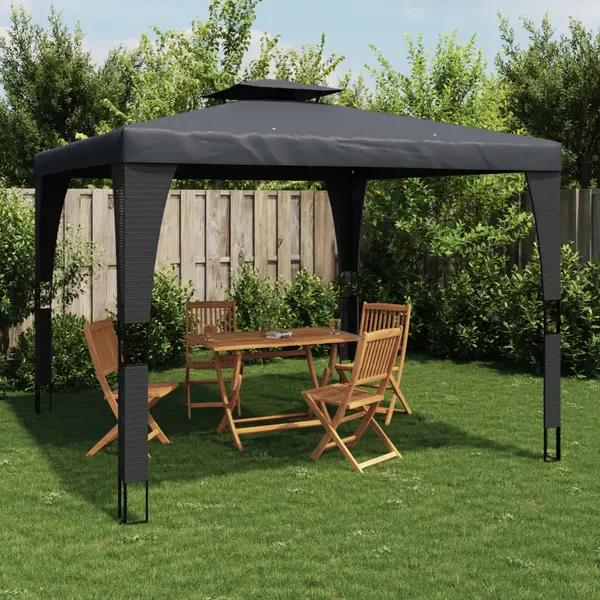 Gossi foisor cu acoperis dublu, antracit, 2,98x2,98 m, otel