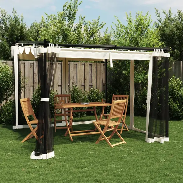 Gossi foisor cu pereti din plasa, crem, 3x3 m, otel