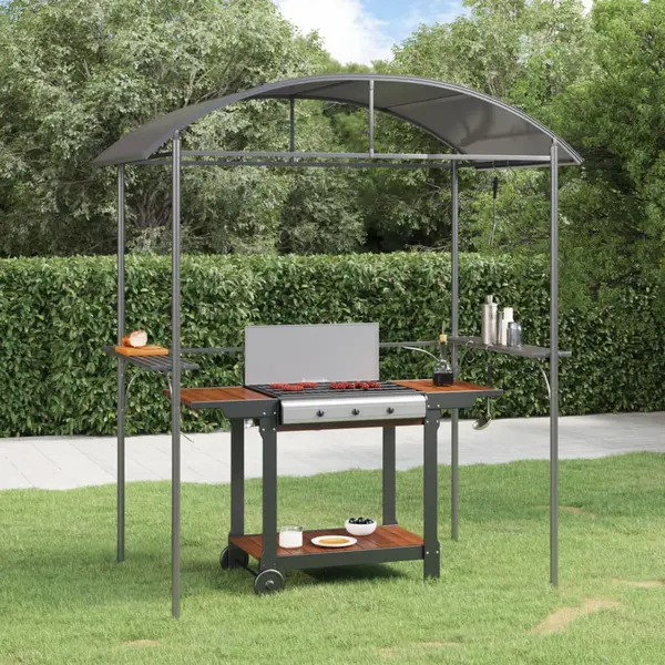Gossi foisor gratar cu rafturi laterale, antracit 220x115x230 cm otel