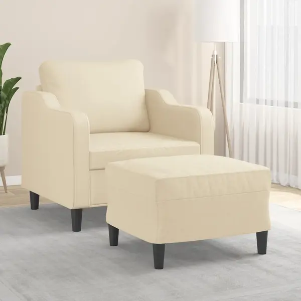 Gossi fotoliu canapea cu taburet, crem, 60 cm, material textil