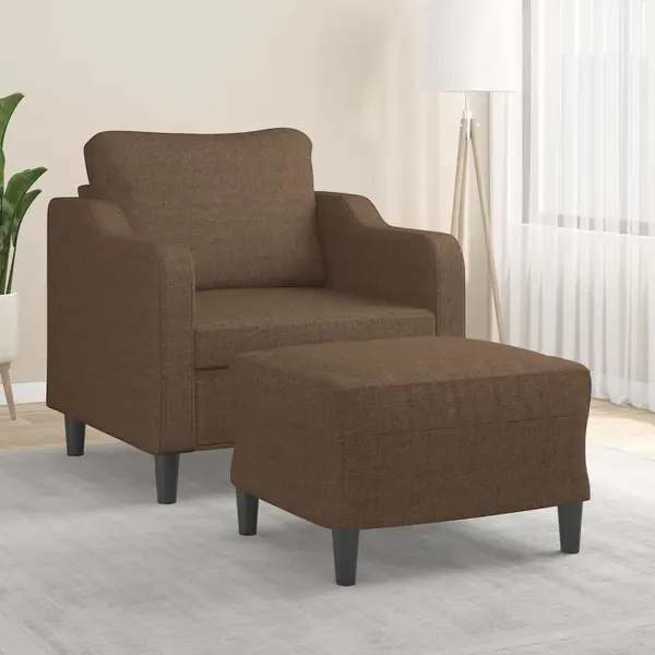 Gossi fotoliu canapea cu taburet, maro, 60 cm, material textil