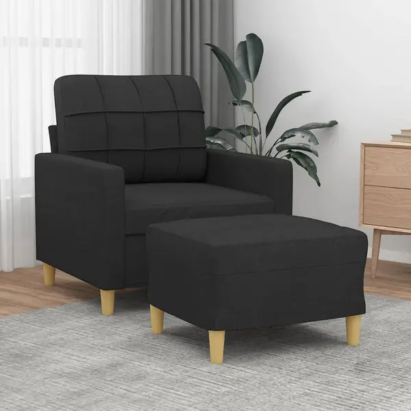 Gossi fotoliu canapea cu taburet, negru, 60 cm, material textil