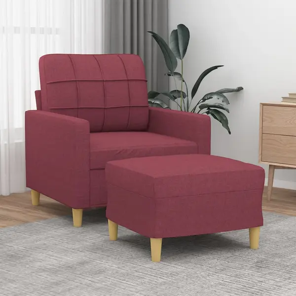 Gossi fotoliu canapea cu taburet, rosu vin, 60 cm, material textil