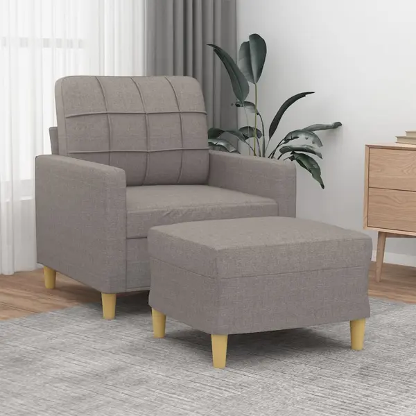 Gossi fotoliu canapea cu taburet, taupe, 60 cm, material textil