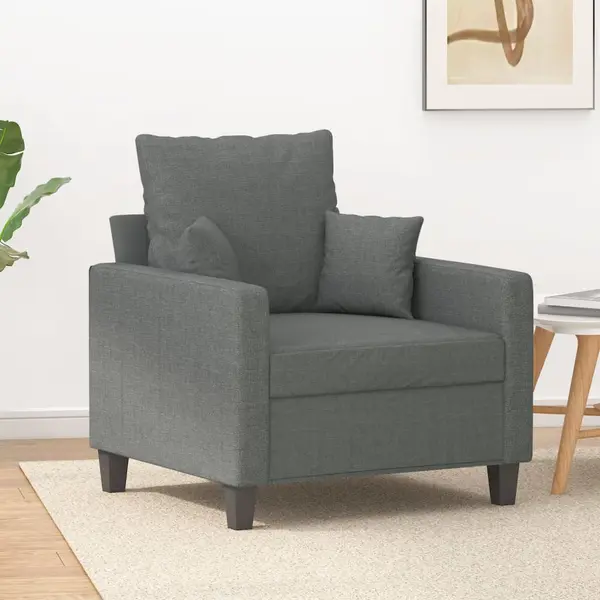Gossi fotoliu canapea, gri inchis, 60 cm, material textil