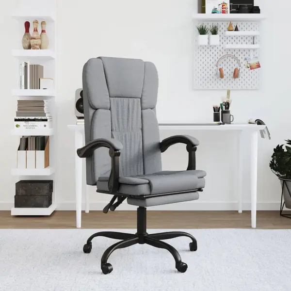 Gossi fotoliu de birou rabatabil, gri deschis, textil