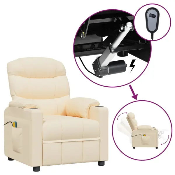 Gossi fotoliu de masaj electric rabatabil, crem, textil