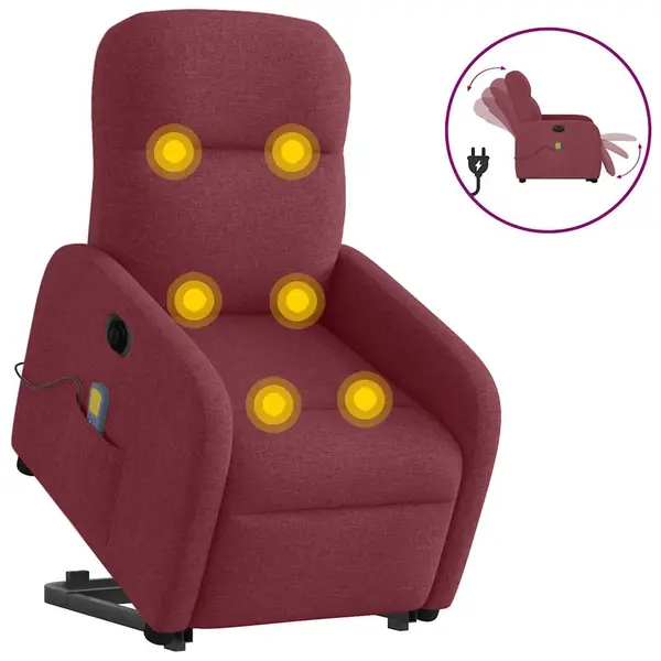 Gossi fotoliu de masaj electric rabatabil cu ridicare rosu vin textil