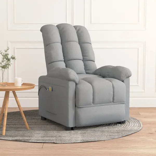 Gossi fotoliu de masaj electric rabatabil, gri deschis, textil