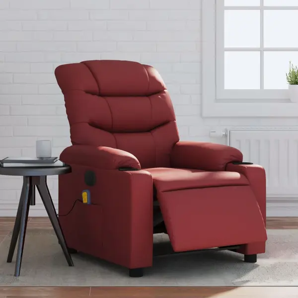 Gossi fotoliu de masaj electric rabatabil, rosu vin, piele ecologica