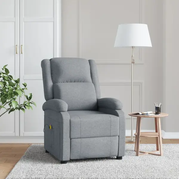 Gossi fotoliu de masaj, gri deschis, material textil