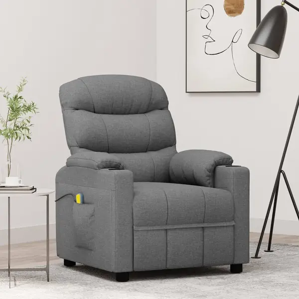 Gossi fotoliu de masaj, gri deschis, material textil