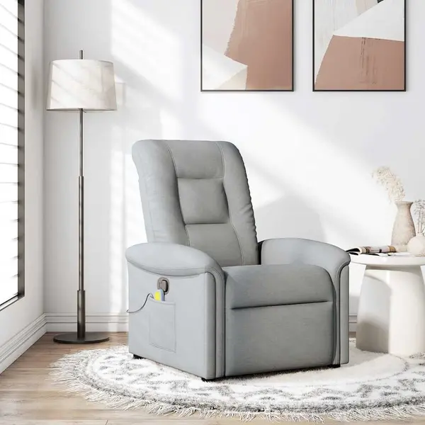 Gossi fotoliu de masaj rabatabil, gri deschis, textil
