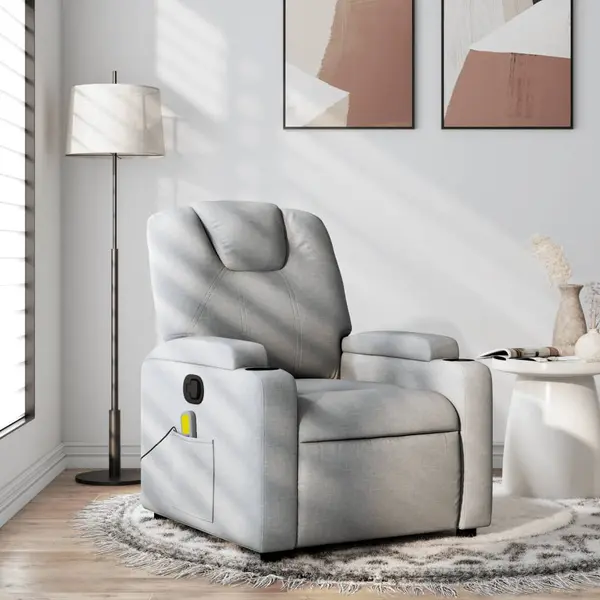 Gossi fotoliu de masaj rabatabil, gri deschis, textil