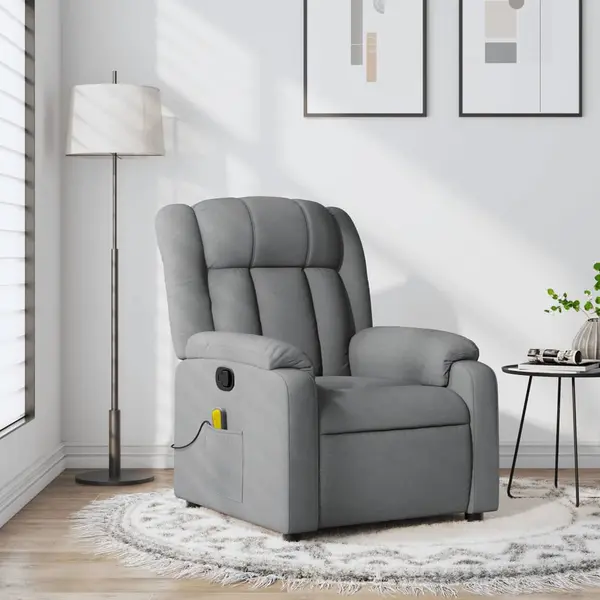 Gossi fotoliu de masaj rabatabil, gri deschis, textil