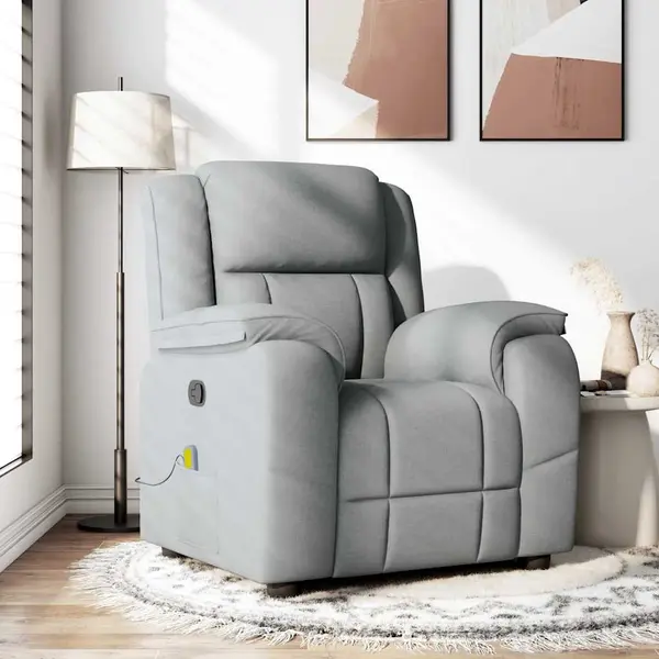 Gossi fotoliu de masaj rabatabil, gri deschis, textil
