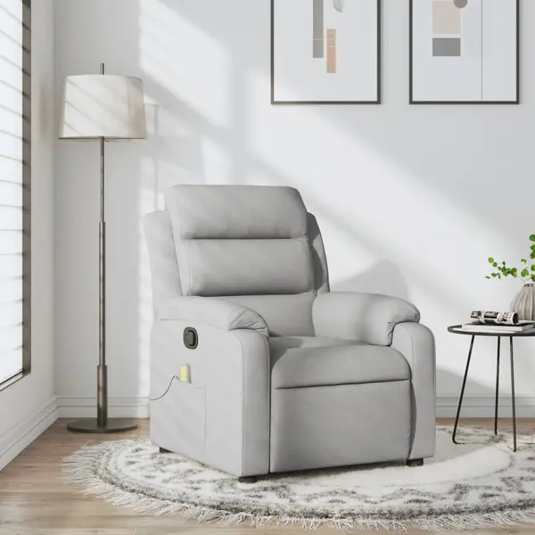 Gossi fotoliu de masaj rabatabil, gri deschis, textil