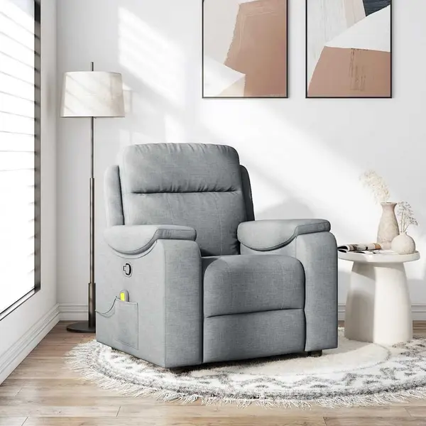 Gossi fotoliu de masaj rabatabil, gri deschis, textil