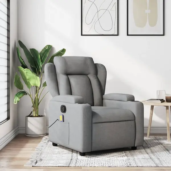 Gossi fotoliu de masaj rabatabil, gri deschis, textil