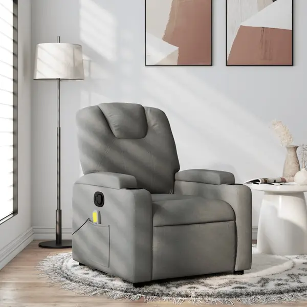 Gossi fotoliu de masaj rabatabil, gri inchis, material textil