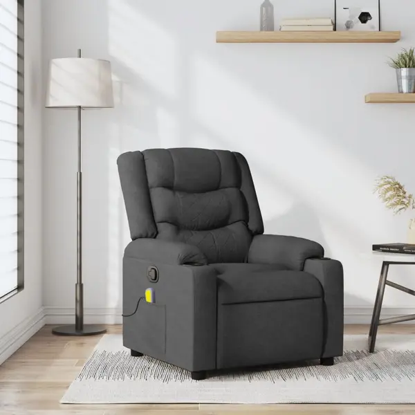 Gossi fotoliu de masaj rabatabil, gri inchis, material textil