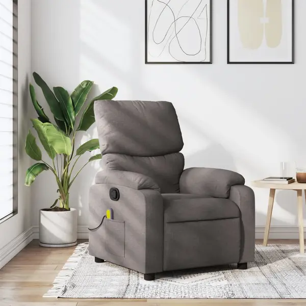 Gossi fotoliu de masaj rabatabil, gri taupe, material textil