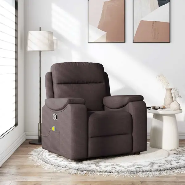 Gossi fotoliu de masaj rabatabil, maro inchis, material textil