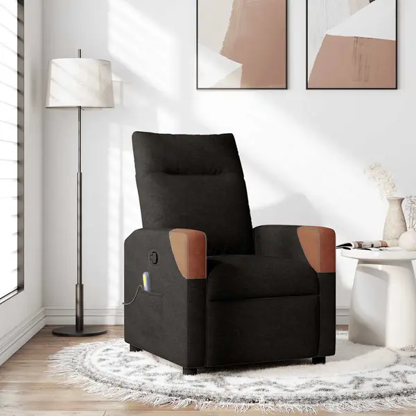 Gossi fotoliu de masaj rabatabil, negru, material textil