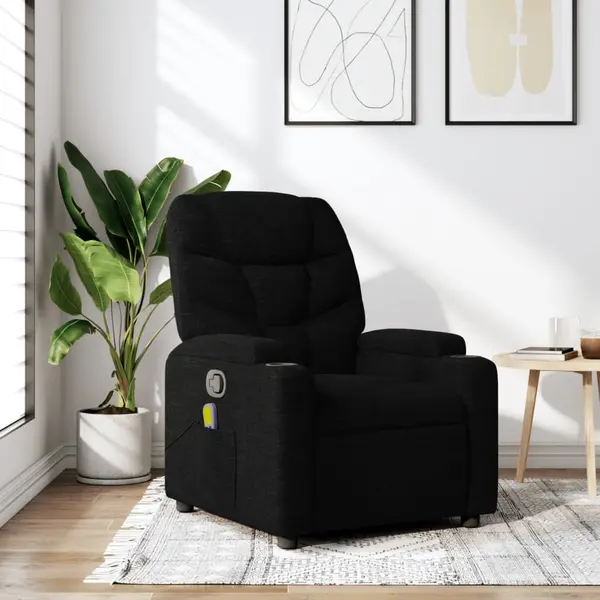 Gossi fotoliu de masaj rabatabil, negru, material textil