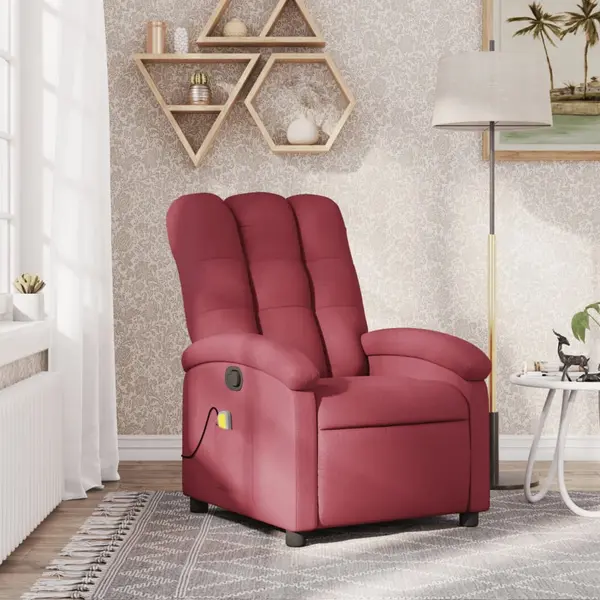 Gossi fotoliu de masaj rabatabil, rosu vin, material textil