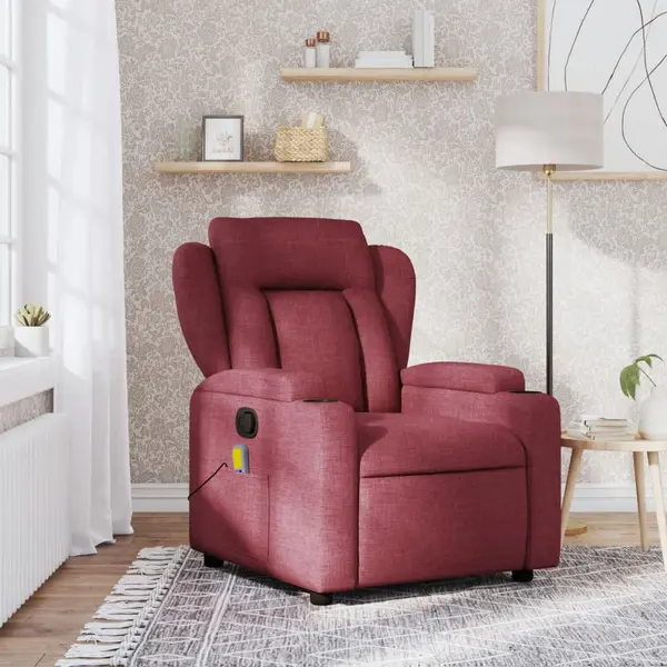Gossi fotoliu de masaj rabatabil, rosu vin, material textil