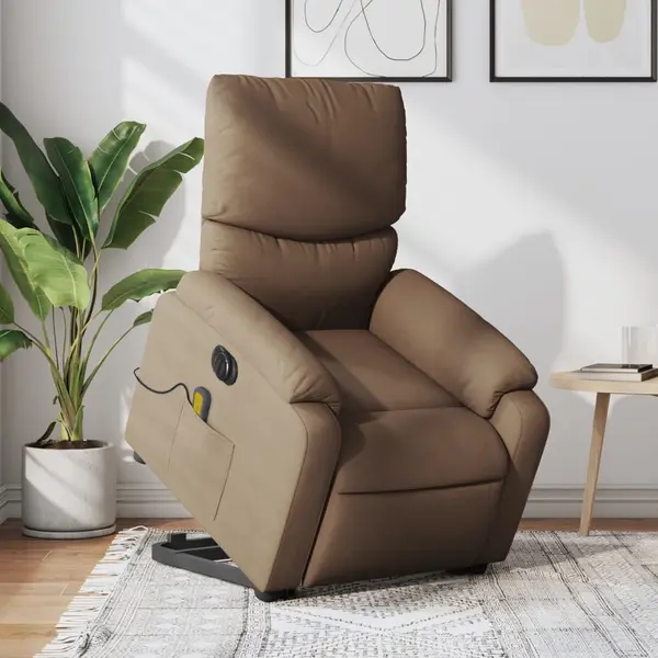 Gossi fotoliu electric de masaj rabatabil cu ridicare, maro, textil