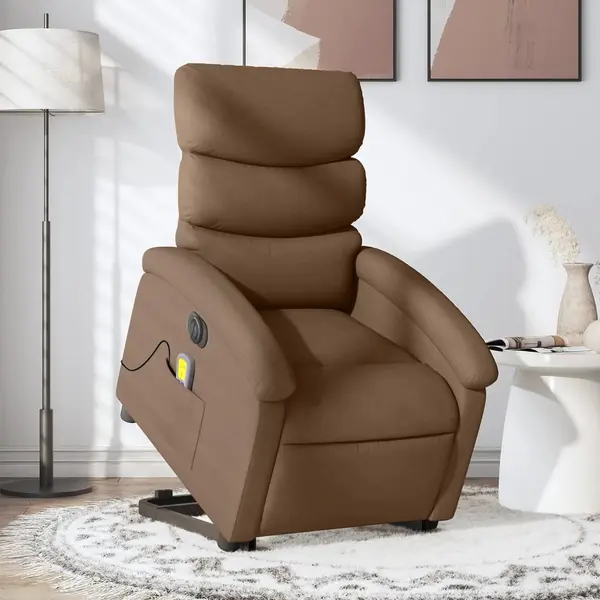 Gossi fotoliu electric de masaj rabatabil cu ridicare, maro, textil